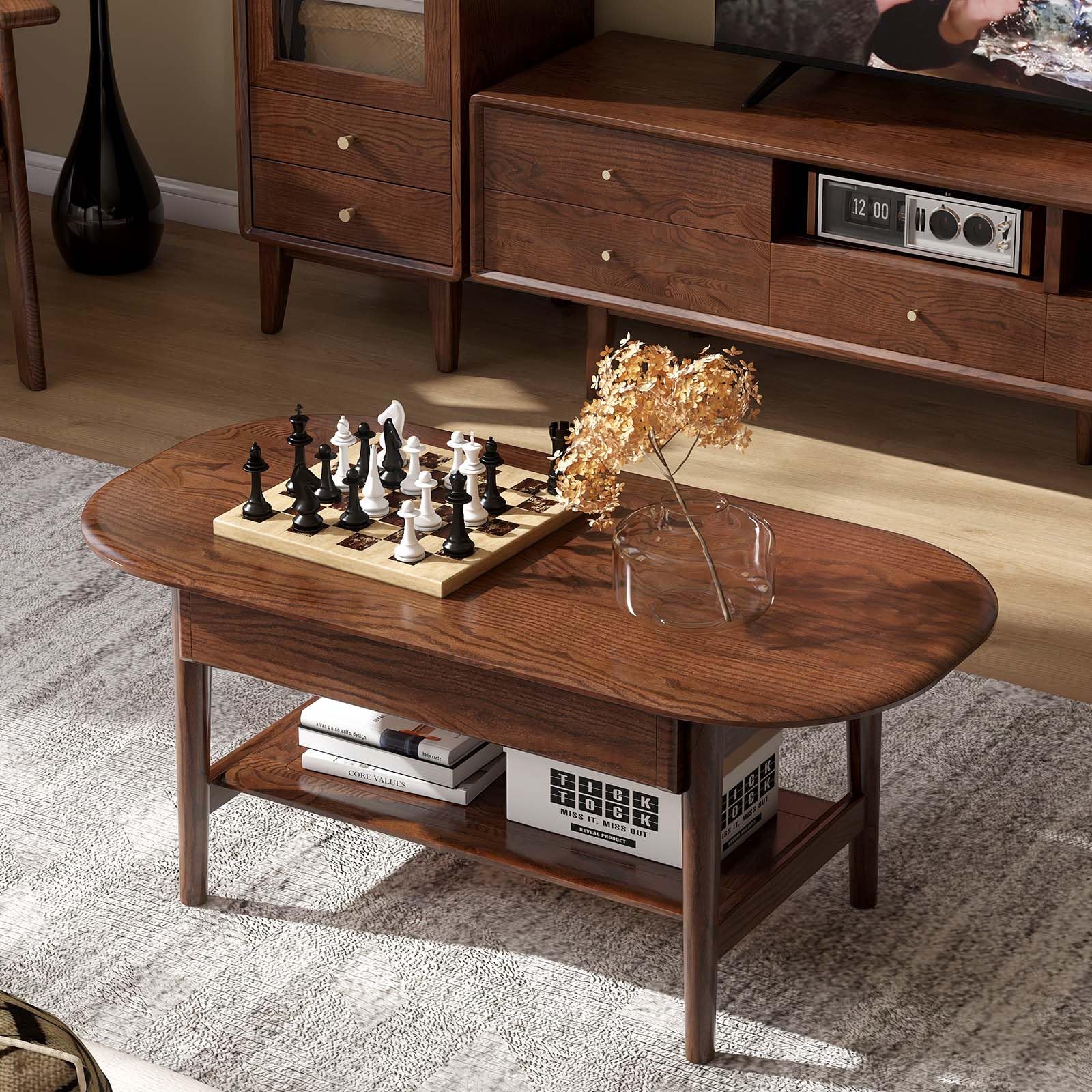 Amazon.com: Wayshome 100% Solid Oak Wood Coffee Table for Living