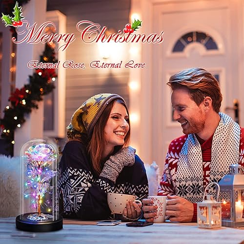 Miniatura 5 de Regalos de flores de rosa de cristal eternas para cumpleaños - Regalos para mujeres para su aniversario, día de San Valentín, día de la madre, Una