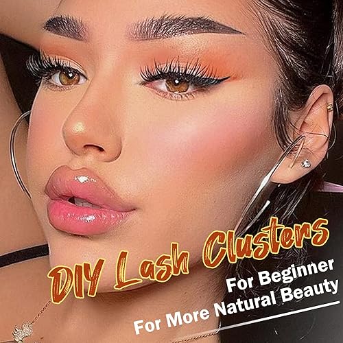 Miniatura 5 de TOOCHUNAG - Pestañas postizas 3D de aspecto natural pestañas postizas individuales de 031 pulgadas racimos de extensiones de pestañas postizas