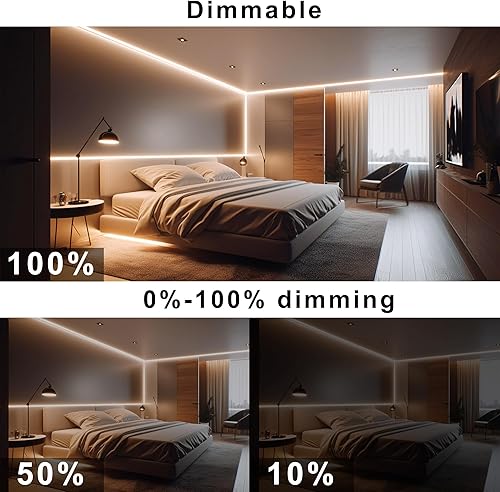 Miniatura 3 de Tira de luces LED COB, tira de luces LED de color blanco cálido de 32.8 pies, tira LED COB de 2700 K, tira LED regulable CRI92+, 0.315 in de ancho,