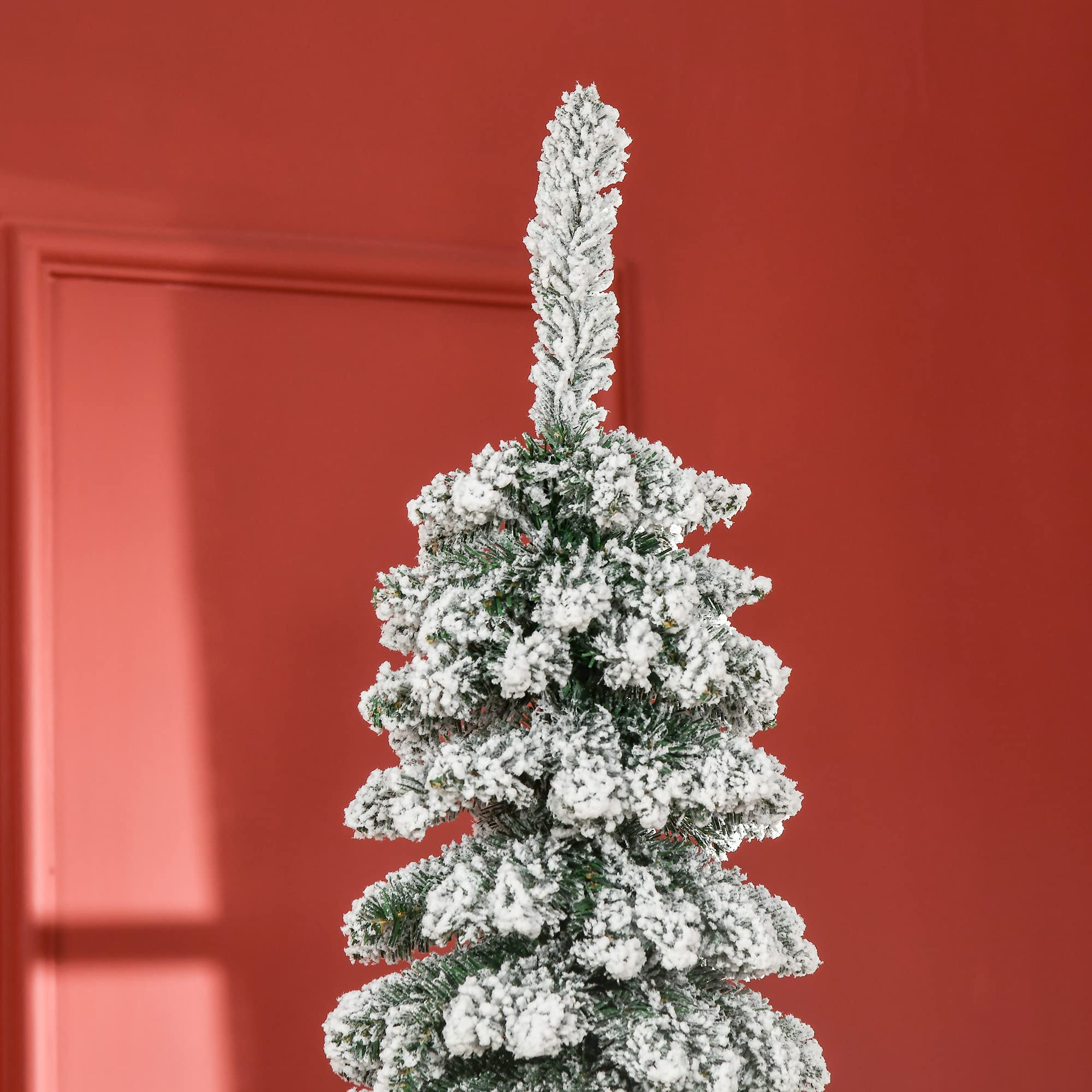 HOMCOM Árbol de Navidad Nevado 210 cm con 490 Ramas Base Plegable Verde