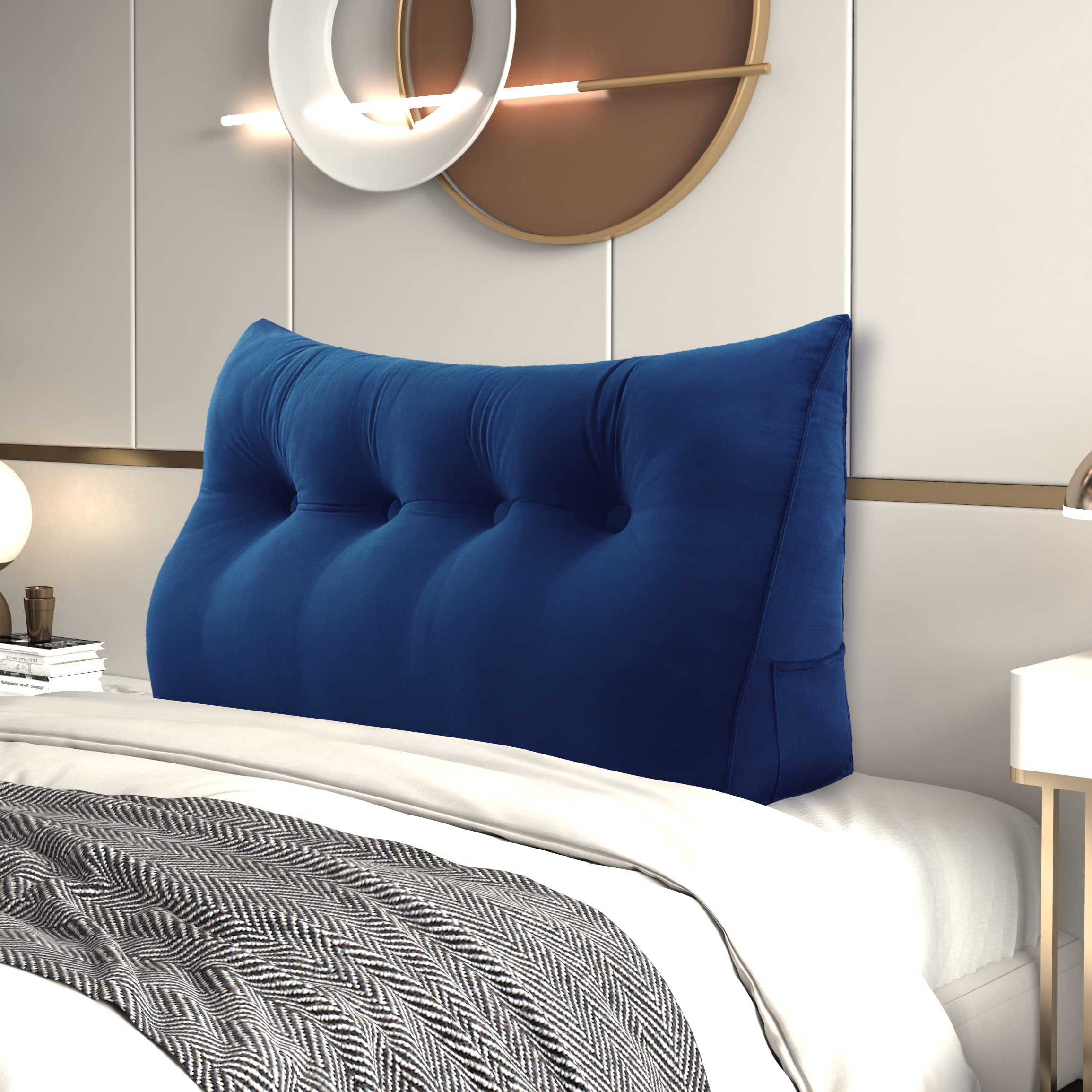 YXCSELL Large Rest Reading Wedge Pillows Triangular Bed Support Bolster Upholstered Headboard Backrest Positioning Lumbar Cushion with Removable Cover