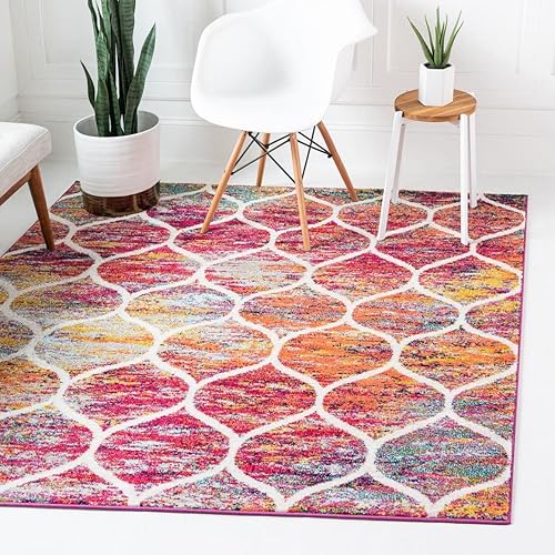Miniatura 384 de Rugs.com Lattice Frieze Collection Alfombra – 4 x 6 pies, alfombra mediana negra perfecta para salas de estar, comedores grandes, planos abiertos