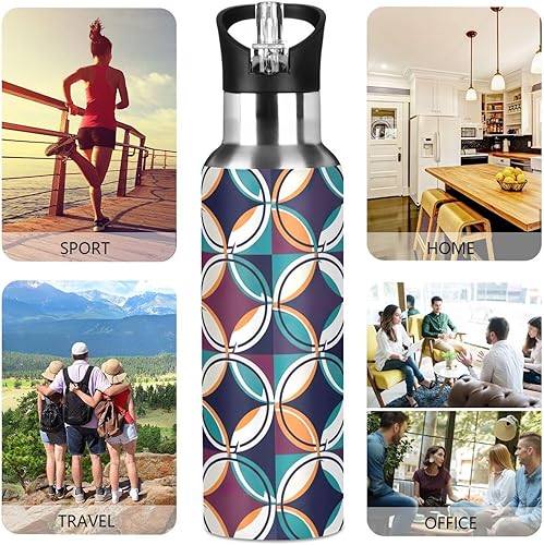 Miniatura 5 de BPA-Free Sport Water Bottle 32 Oz, Insulated Stainless Steel Water Bottle with Straw for Gym Outdoor Travel School, Kaleidoscope