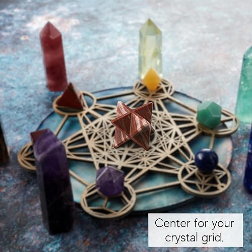 Miniatura 334 de Amazing Gemstone Larvikite Merkaba Crystal – Estrella de Merkaba metafísica de 1 pulgada para meditación – Cristal tetraedro energético y piedras