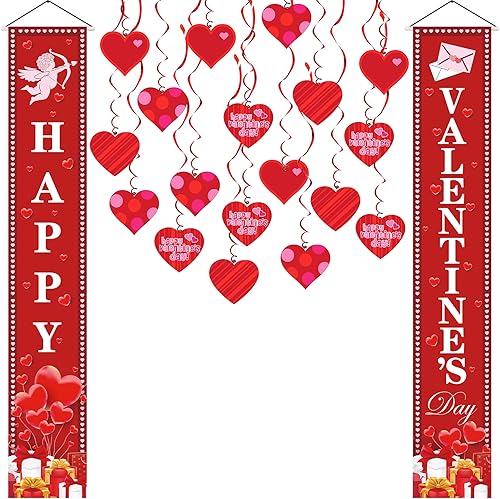 KatchOn, Decoraciones de corazones colgantes de San ValentĂn, paquete de 31, pancarta de feliz dĂa de San ValentĂn, Cupido, carta de amor para KatchOn, Decoraciones de corazones colgantes de San ValentĂn, paquete de 31, pancarta de feliz dĂa de San ValentĂn, Cupido, carta de amor para