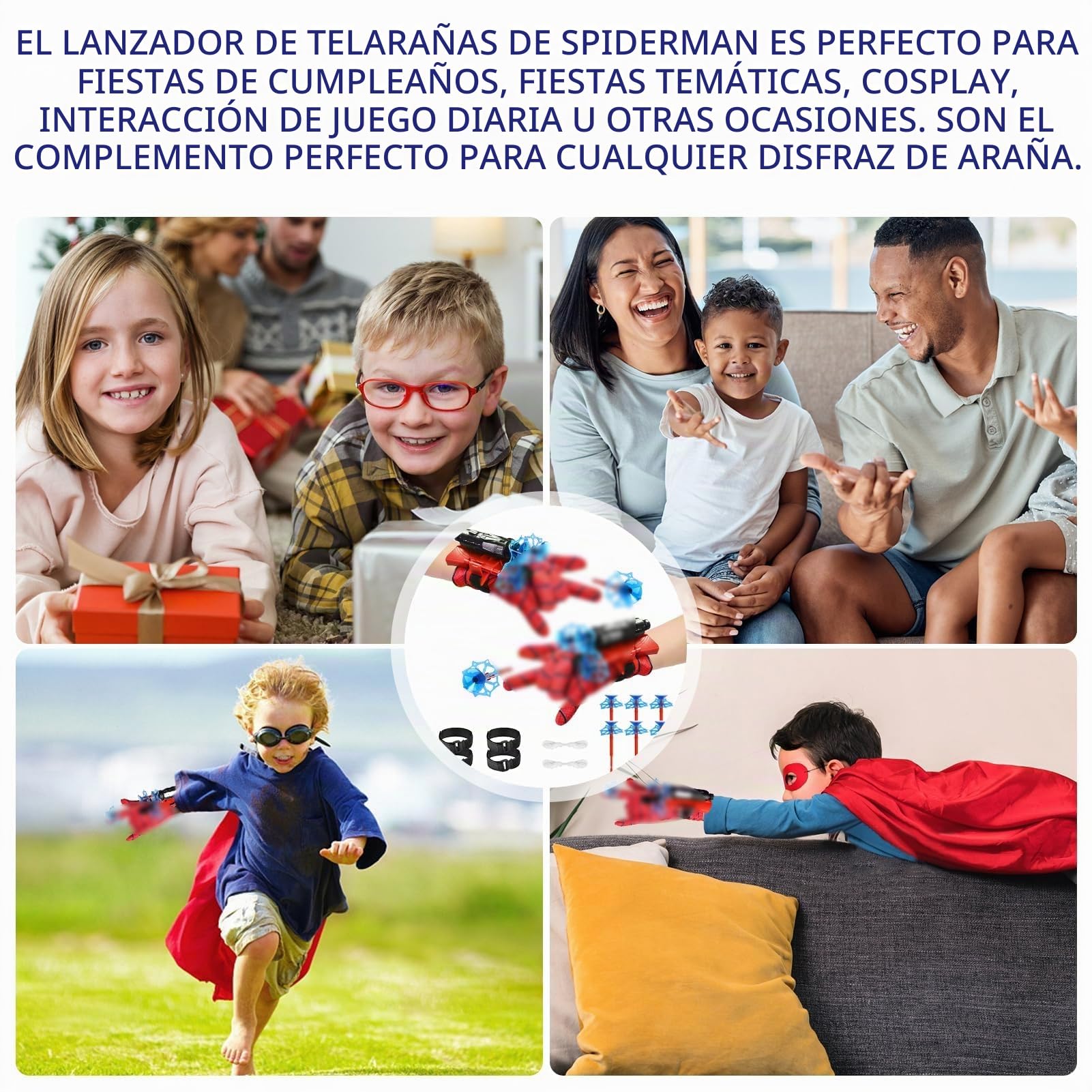2 Set Juegos de Guantes de Lanzador, Lanza Telarañas Spiderm Juguetes, Guantes Niño Lanza Telarañas Launcher Glove, Juguetes Spiderm Regalo para Niños Guantes de Fiestas Cosplay