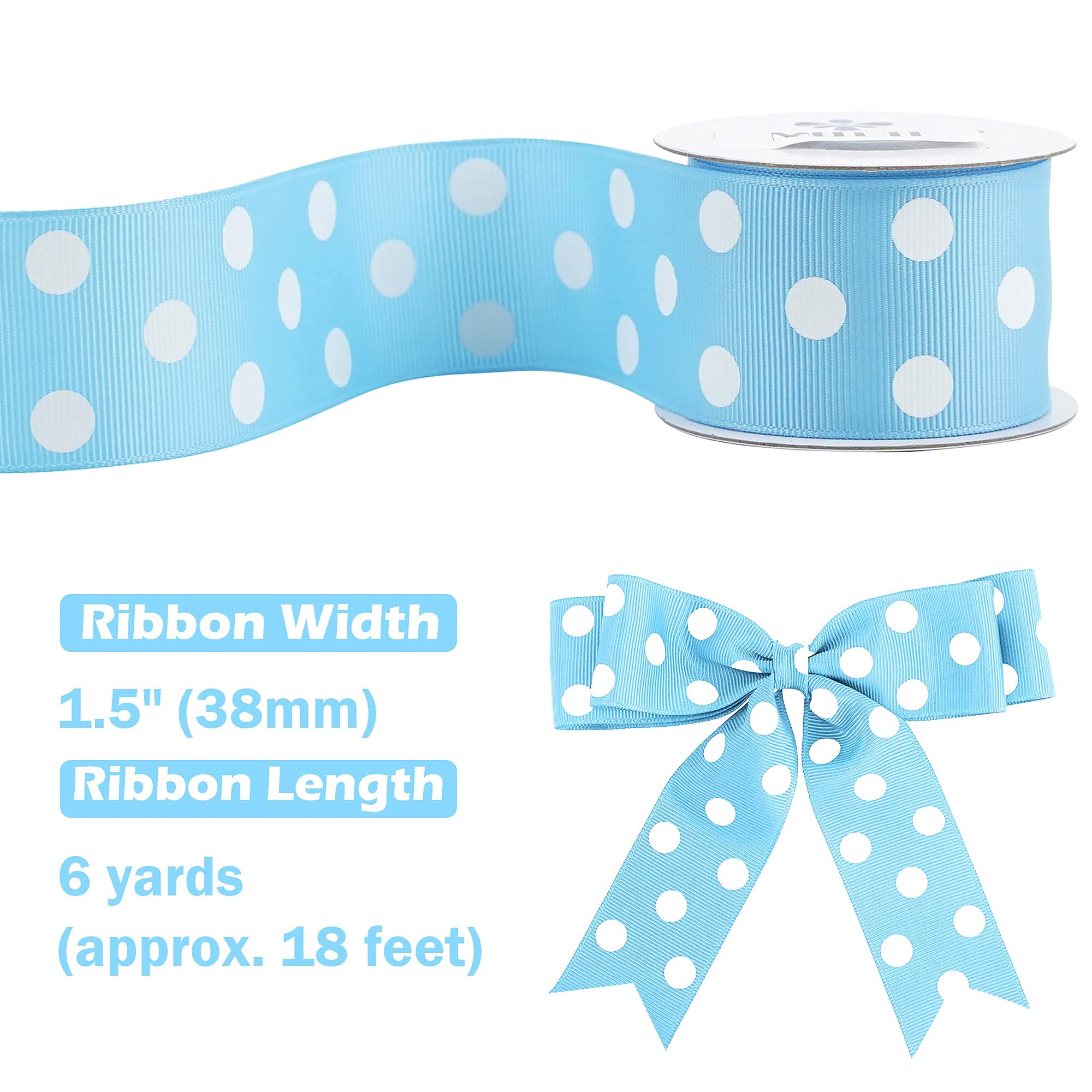 Amazon.com: MEEDEE Light Blue and White Polka Dot Ribbon Grosgrain 