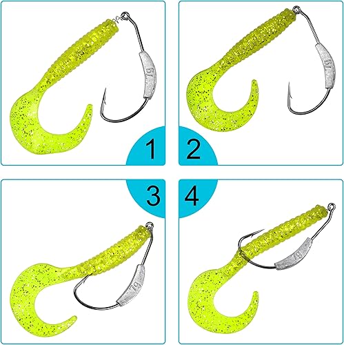 Miniatura 4 de Ganchos de pesca pesados, 15 piezas sin malas hierbas con pasador de centrado Twistlock de plástico suave para pesca de lubina