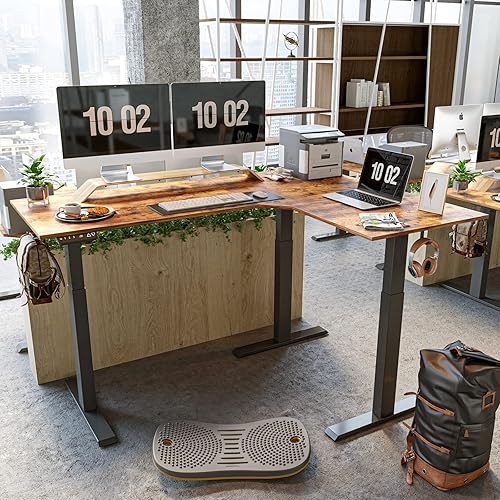 Miniatura 4 de BANTI Triple Motors - Escritorio eléctrico en forma de L, escritorio de pie de altura ajustable de 63 pulgadas, escritorio de oficina en casa con