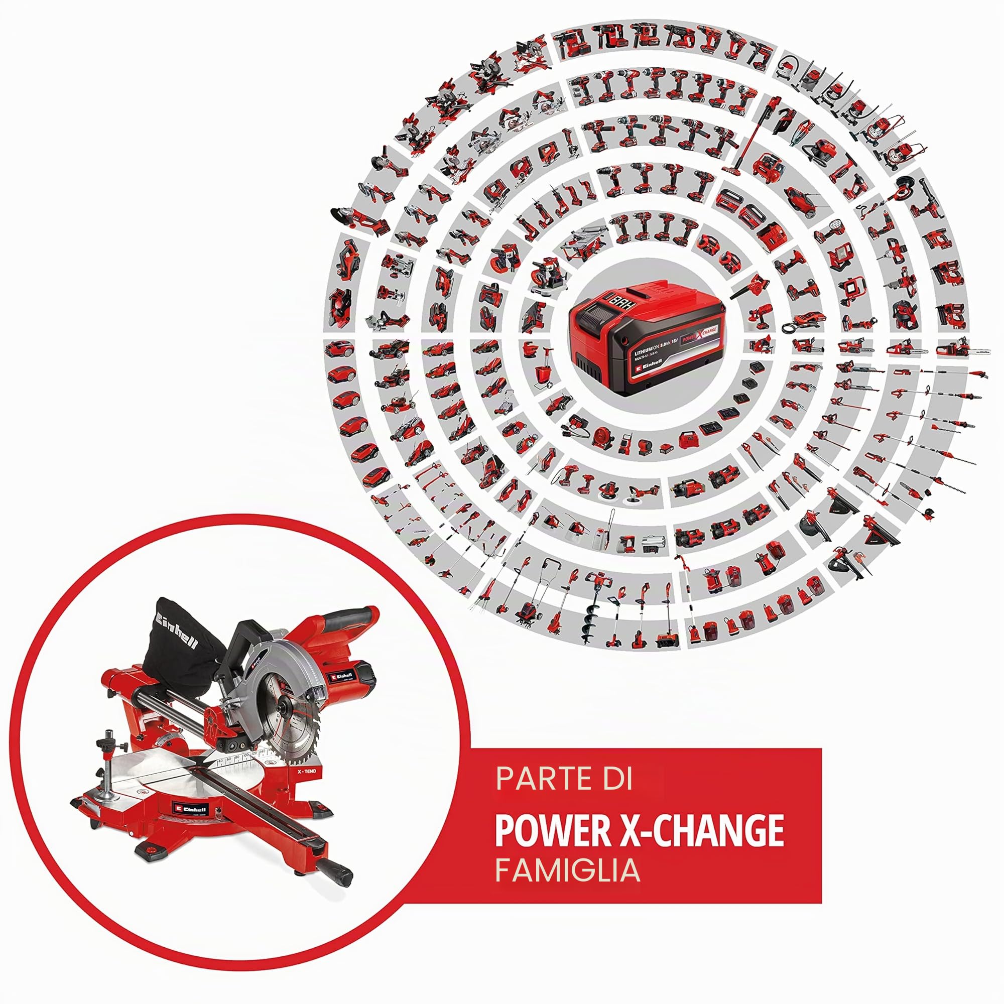 Einhell troncatrice per taglio a smusso a batteria ricaricabile TE-SM 36/210 Li - Solo Power X-Change (Li-ion, trazione regolare, laser della linea di taglio, senza batteria e caricatore)