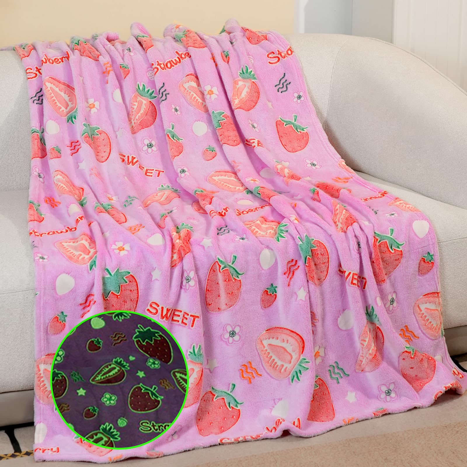 LXTOPN Decke Leuchtet im Dunkeln,Kinderdecke Einhorn Pattern,Kuscheldecke Leuchtende Decke für Kinder und Erwachsene Fluoreszierende