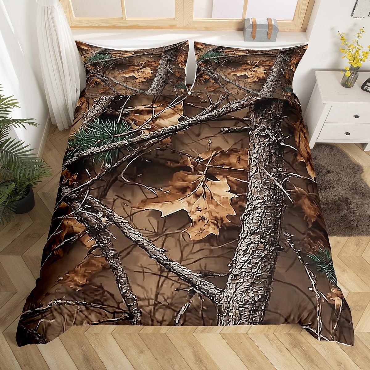 Parure de lit motif camouflage housse de couette 135x200 et taie d'oreiller lit garçon et homme