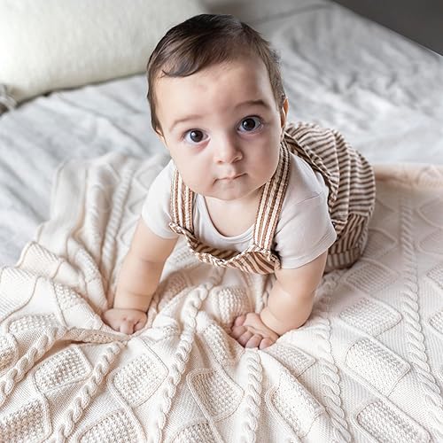 Miniatura 8 de Haz lo que amas  Manta de punto para bebés para niñas y niños, suave y acogedora de algodón orgánico, manta de recepción para cuna, manta de regalo