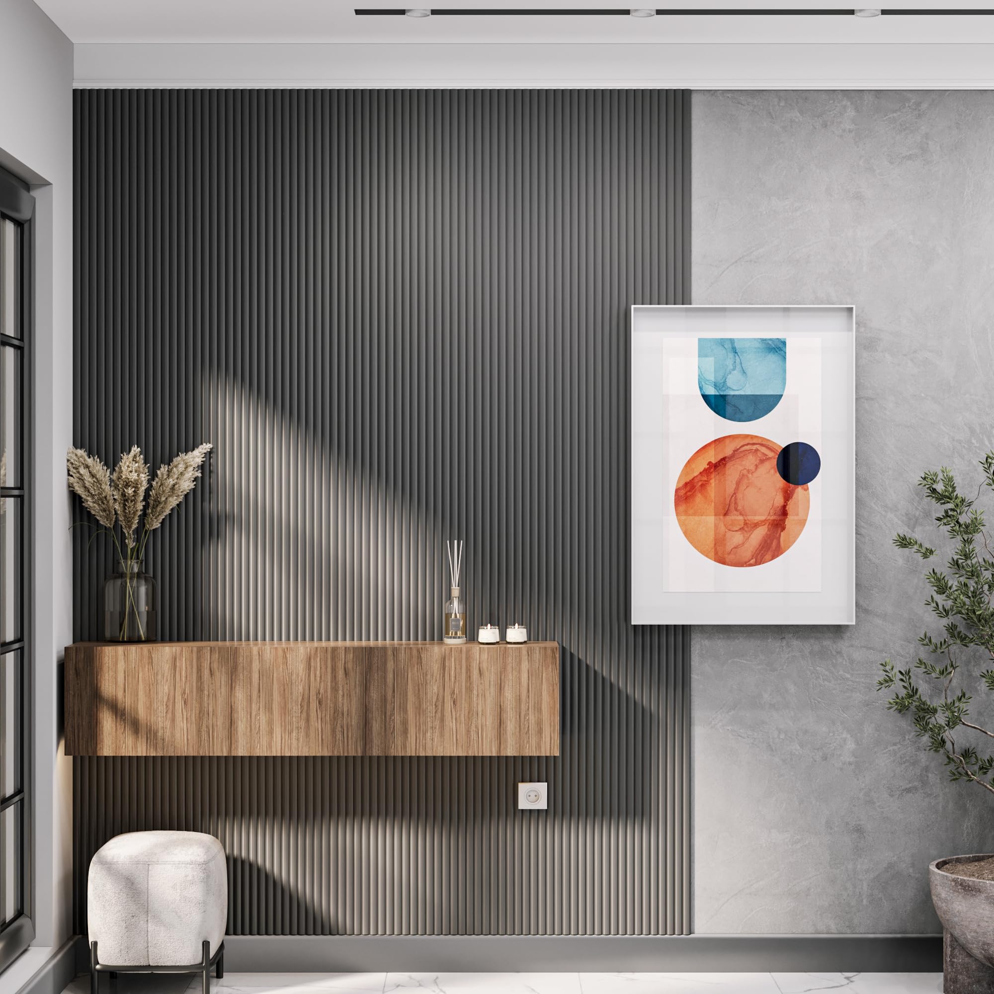 MDF Wall Paneling Kit Paintable Wall Panels MDF Unprimed 12 of The Pack/W 10cm, L 120cm, T 8mm MDFL-3