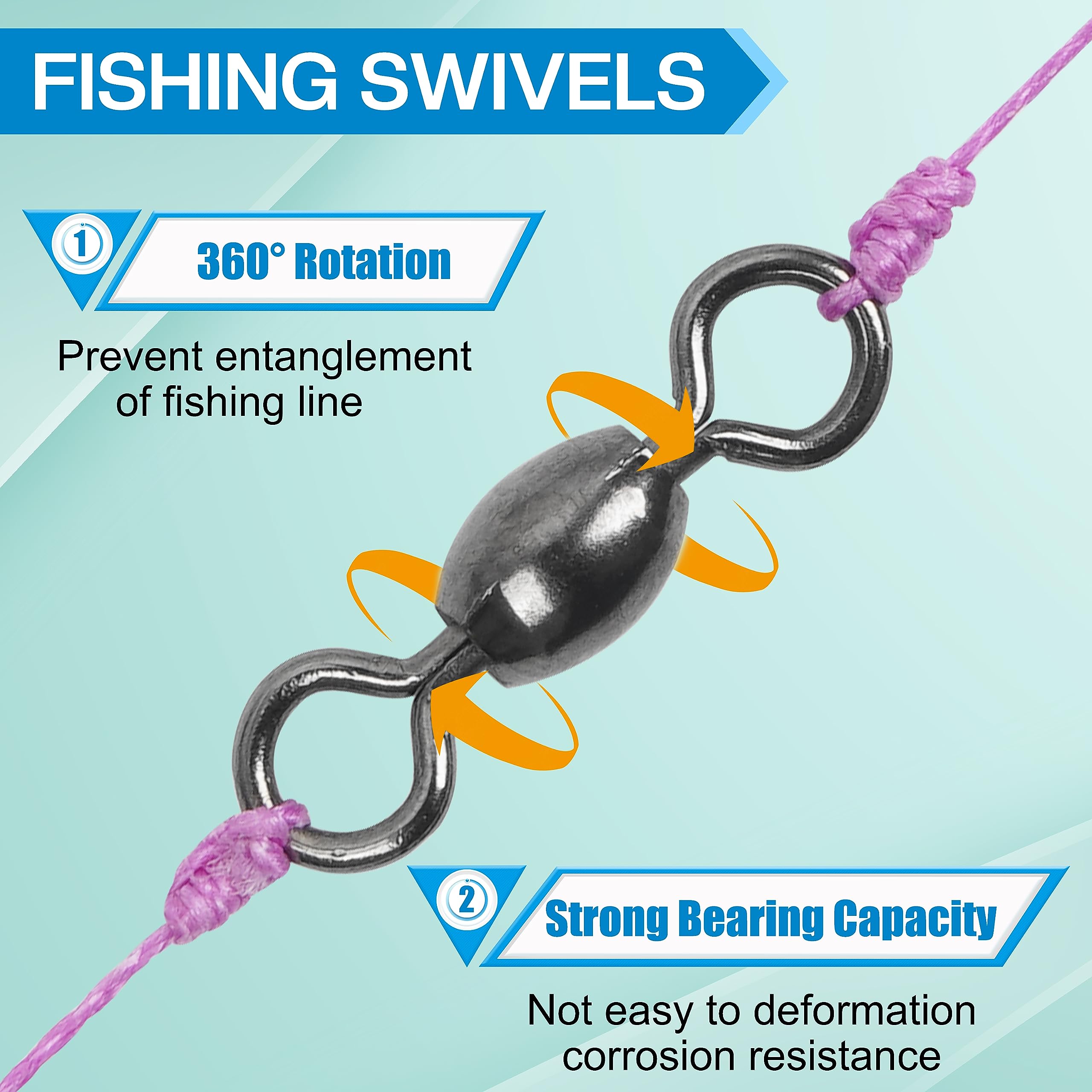 Shaddock Fishing 300pcs Barrel Swivels Fishing Tackles Saltwater, Black