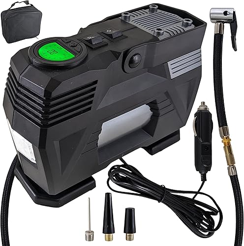 Inflador de neumáticos portátil de 100 PSI Compresor de aire digital para neumáticos, bicicletas, bolas e inflables - Se conecta a la salida del