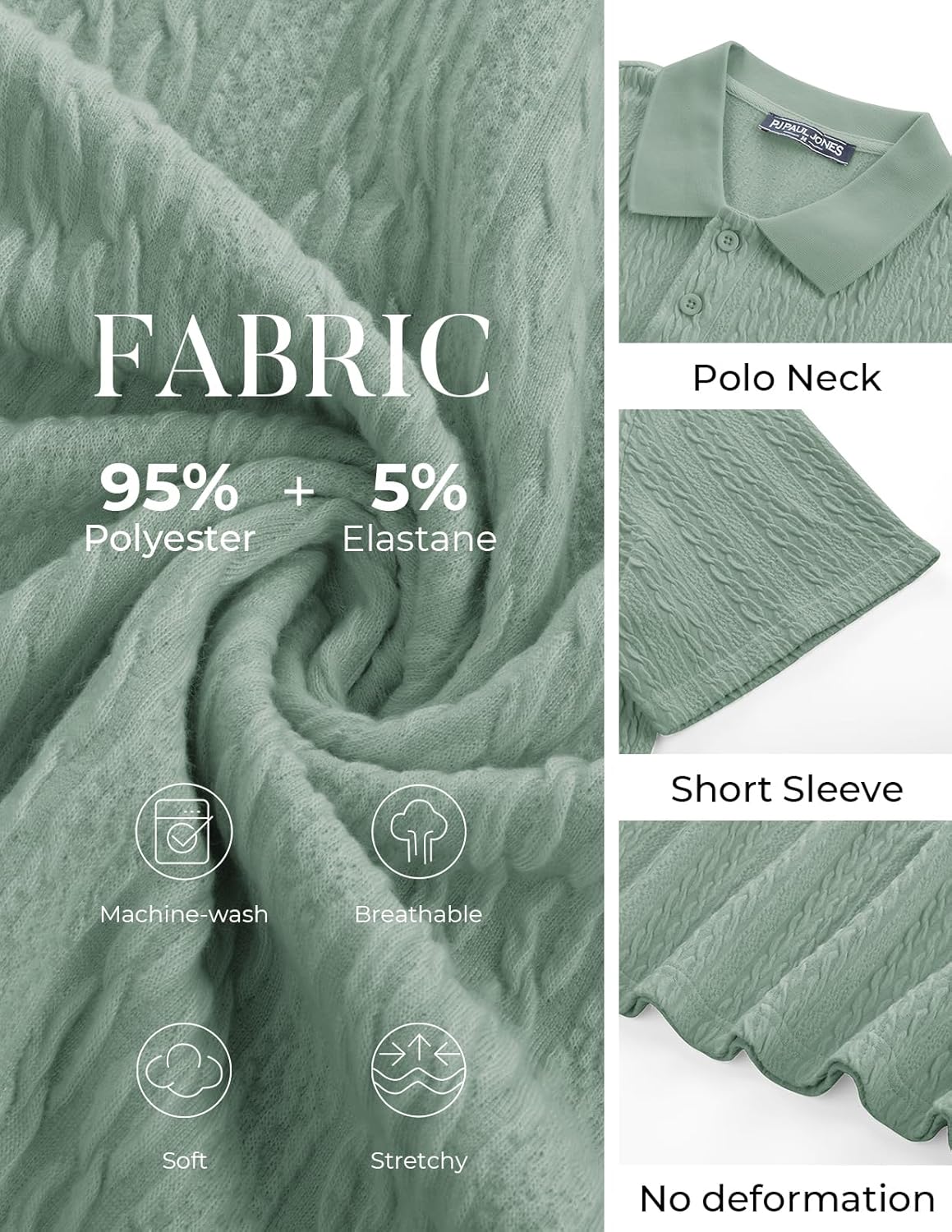 PJ PAUL JONES Mens Polo Shirts Short Sleeve Casual Collared Summer Vacation Shirts Golf Polo Shirts - Image 4