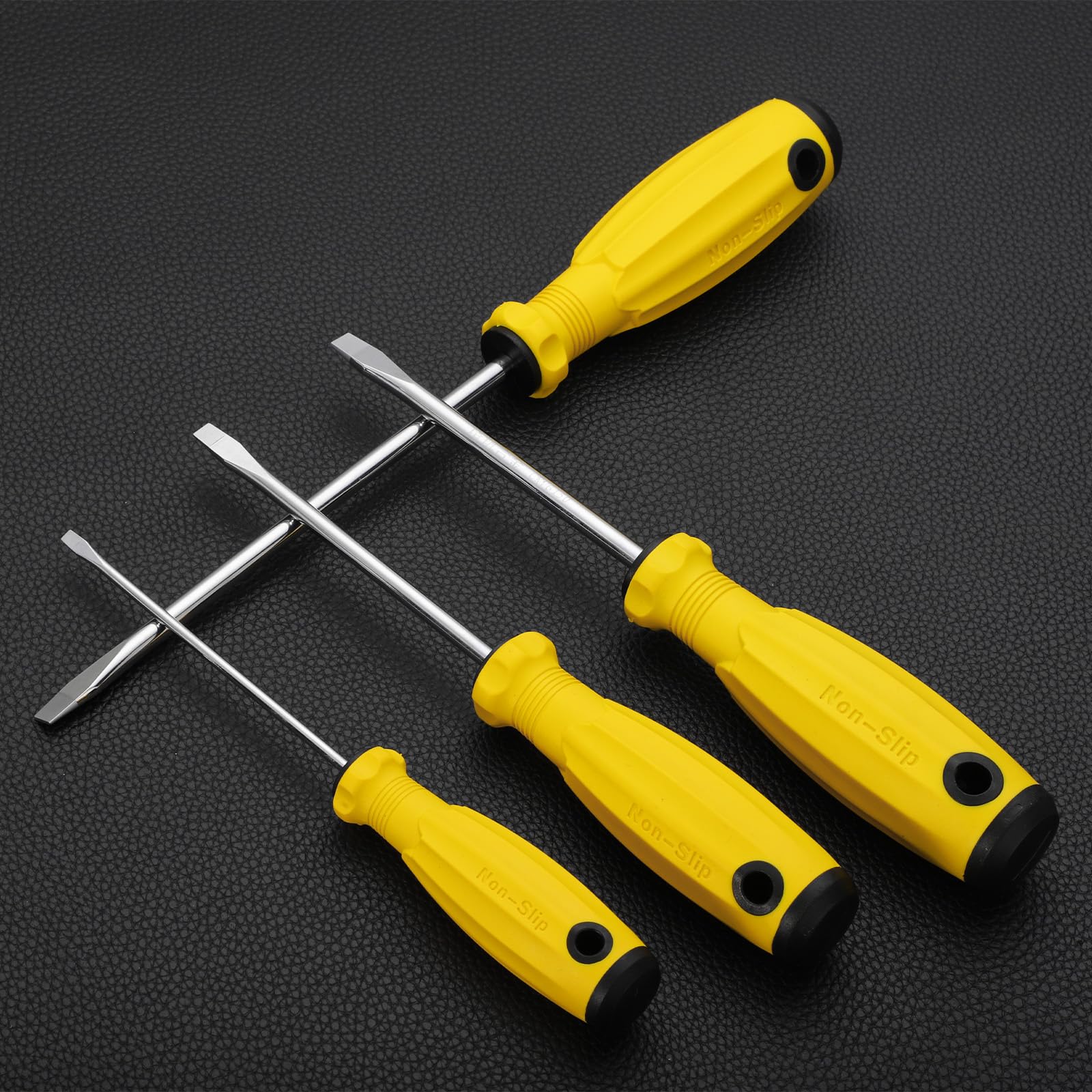 HARFINGTON SL6 Destornillador de cabeza plana de 10.4 pulgadas, destornillador magnético ranurado CR-V con mango ergonómico para reparación de bricolaje, amarillo
