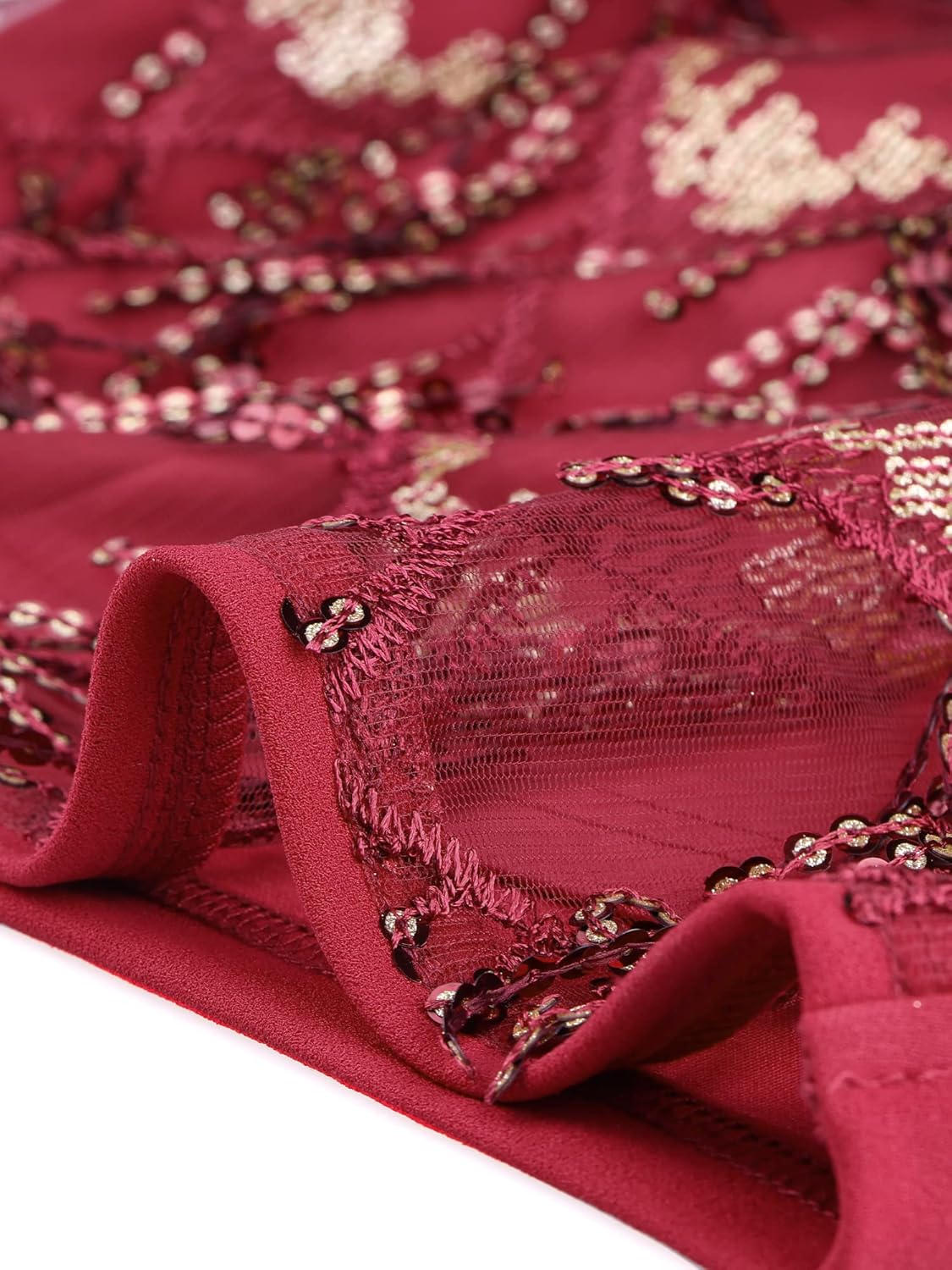 Allegra K Women's Sequin Shiny Glitter Crop Top Christmas Short Sleeves Sexy Party Tassel T-Shirt - Image 5