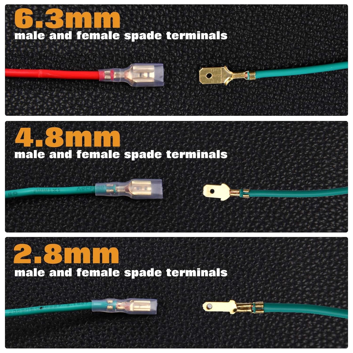 360 Pcs 2.8mm 4.8mm 6.3mm Male and Female Spade Connectors Kit with Insulating Sleeve, Quick Splice Crimp Terminals Wire Spade Connectors Block Kit for Car Audio Speaker Electrical Wiring