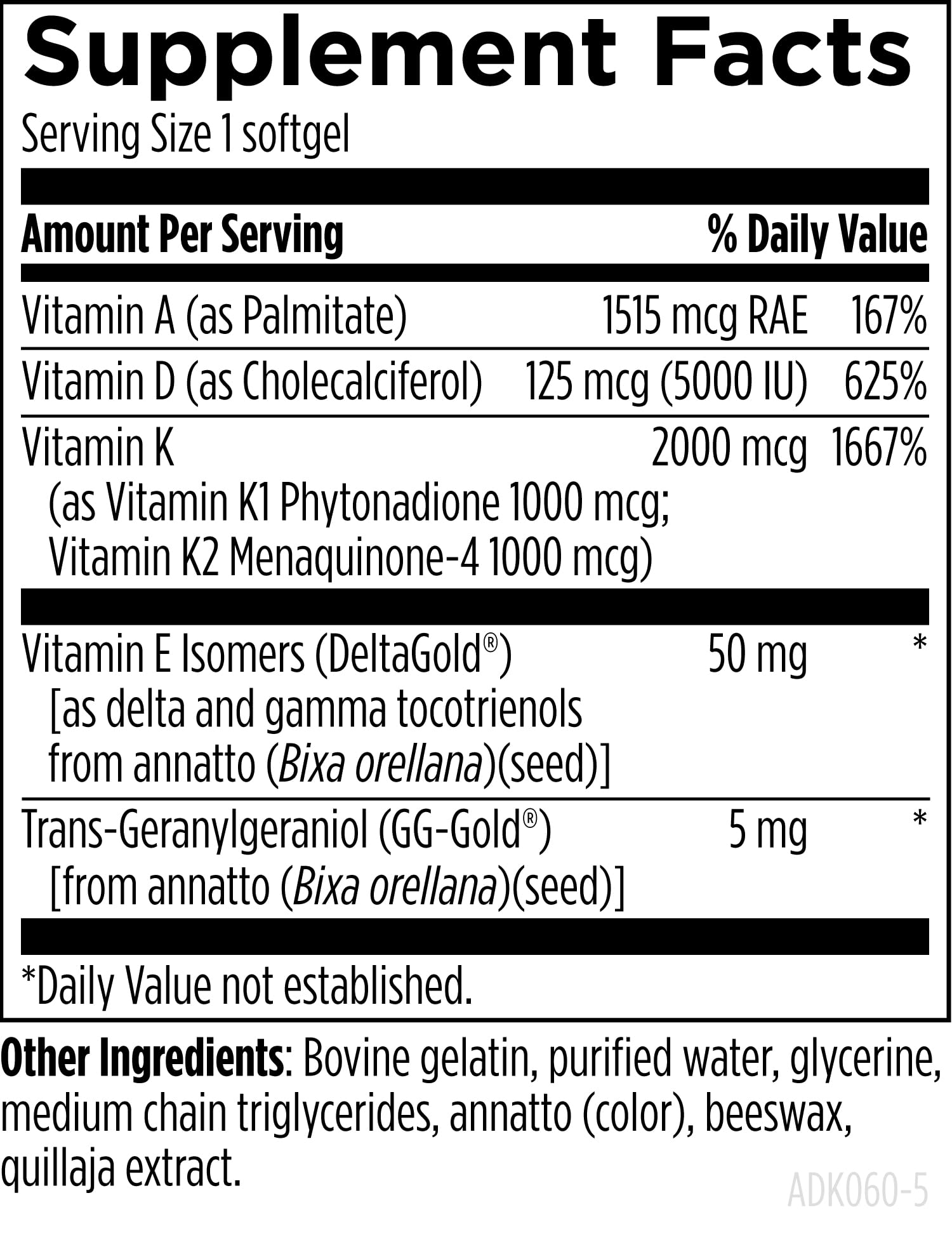Designs for Health ADK Evail, Fat Soluble Vitamin D Complex, 60 Softgels — Amazon image 5