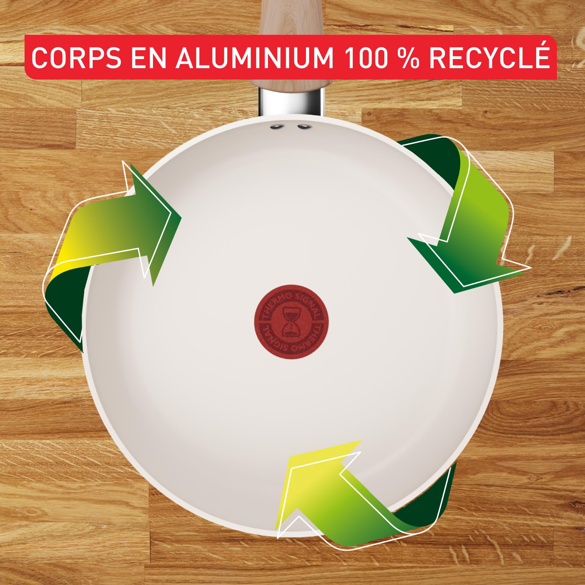Tefal Cera Bright, Batterie de cuisine en céramique, Revêtement antiadhésif en céramique, Corps en aluminium 100% recyclé, C445S504