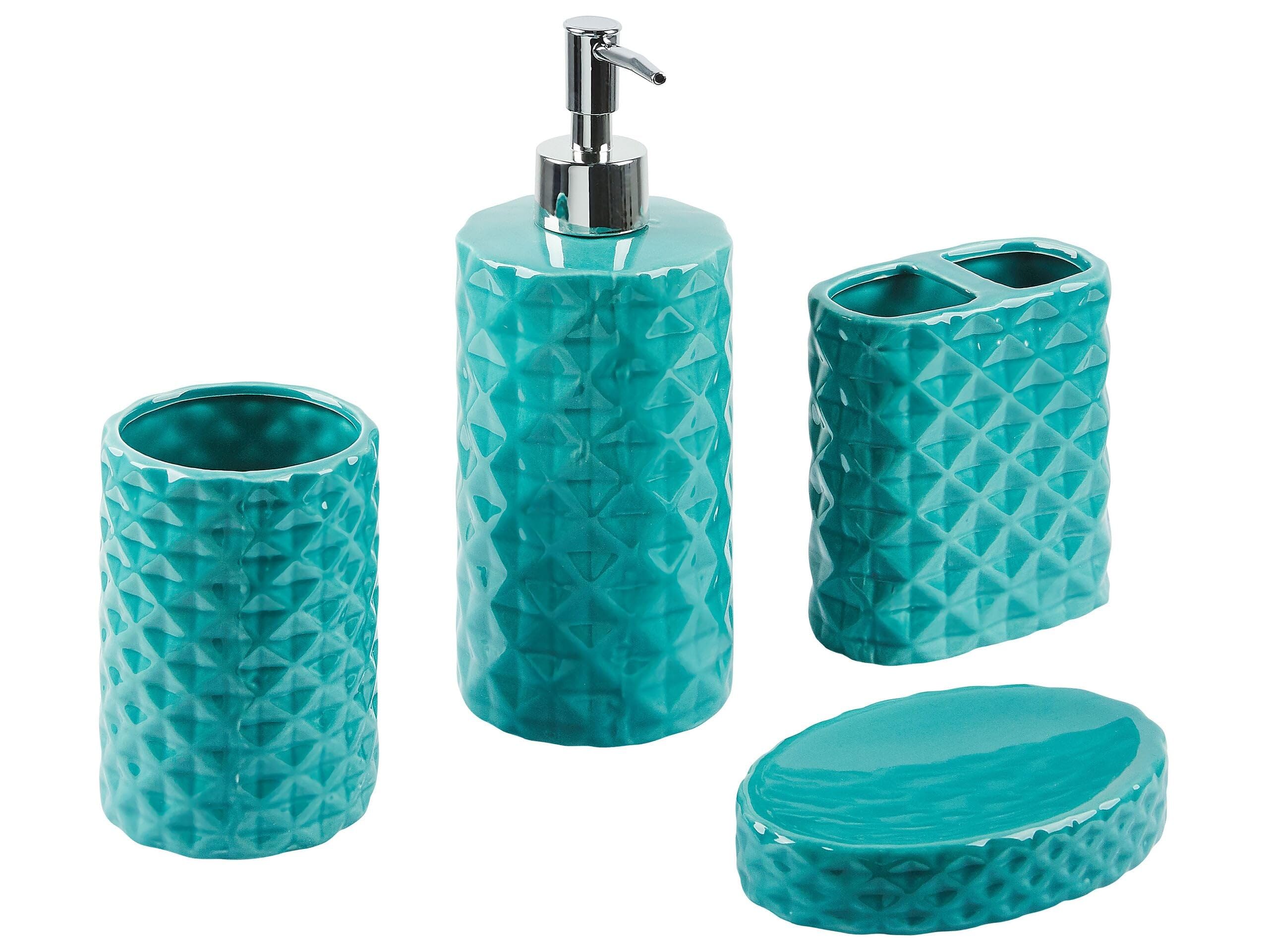 Conjunto de Accesorios de baño de dolomita Azul Turquesa dispensador jabonera Recipiente Moderno Guatire
