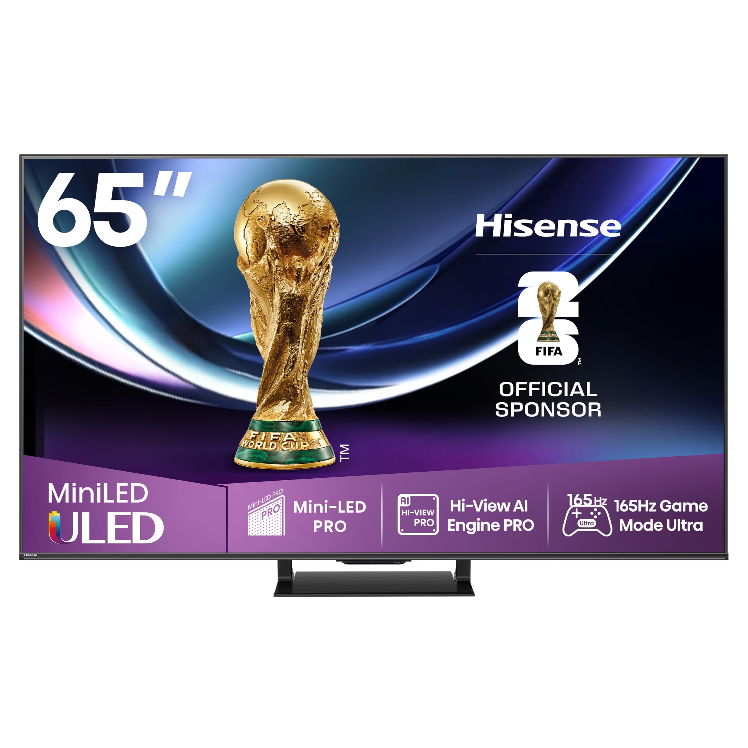 Hisense 65U7Q Pro Fernseher 65 Zoll, 4K Mini LED, Smart TV, Hi-View AI Engine Pro, 165Hz Game Mode Ultra, FreeSync Premium Pro, 2.1.2 ch. Surround Sound, Dolby Vision IQ Atmos, Sprachsteuerung [2025]