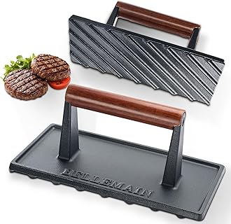 Bellemain Bacon Press Rectangle | Heavy-Duty Cast Iron Grill Press for Perfectly Seared Bacon, Steak & Sandwiches | Equalized Weight Distribution