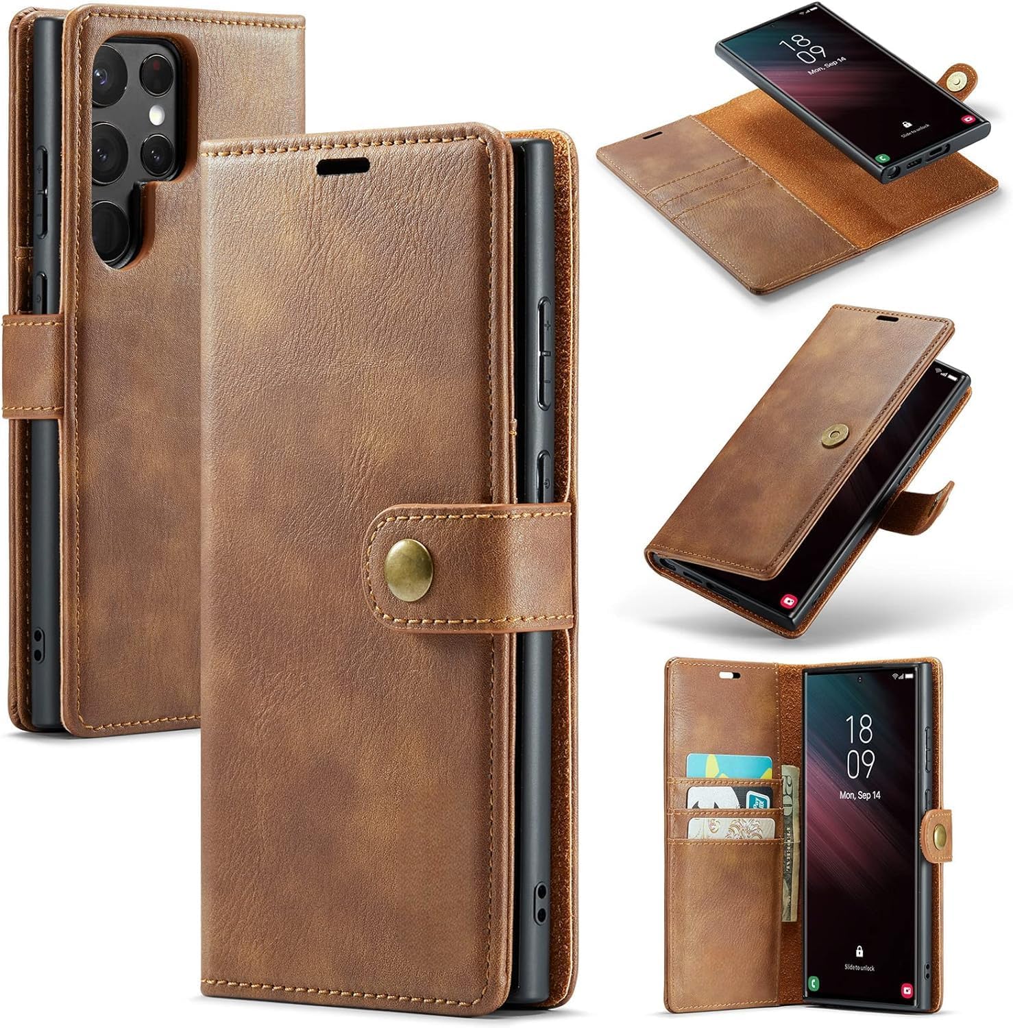 Scalebee Back Cover for Samsung Galaxy S24 Ultra Genuine Leather Wallet Card Holder Case, Magnetic Detachable 2 in 1 Split Can be Used with or Without Flip Cover Pouch Shell (Brown) (B0D6BM4N8F) Amazon Price History, Amazon Price Tracker