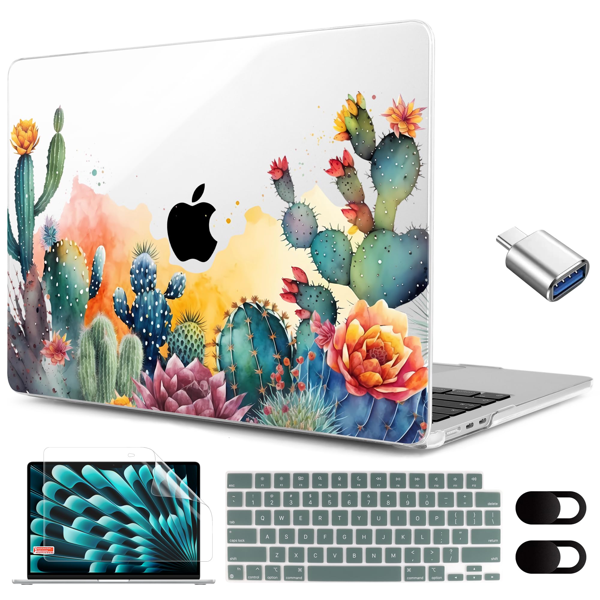 MEEgoodo for M4/M3/M2 MacBook Air 15.3 inch Case 2025 2024 2023, Case Fit Model (A3241/A3114/A2941) for MacBook Air 15 inch, Laptop Hard Shell with