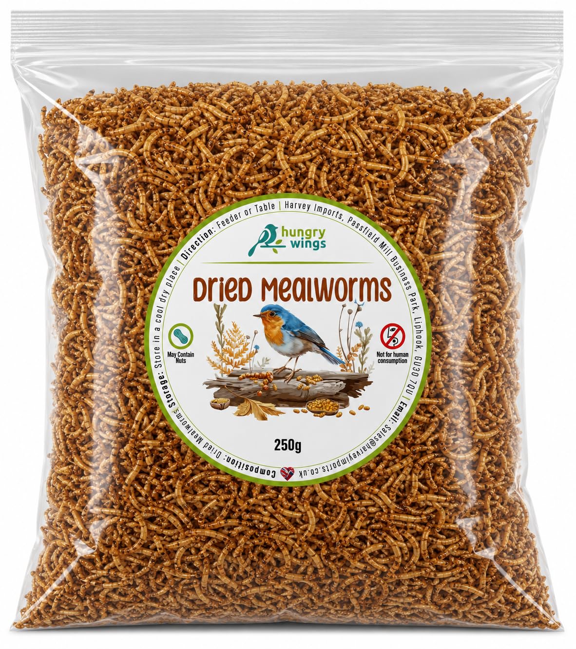 Wild Bird Food 250g Dried Mealworms – High Protein Energy Feed for Robins & Finc
