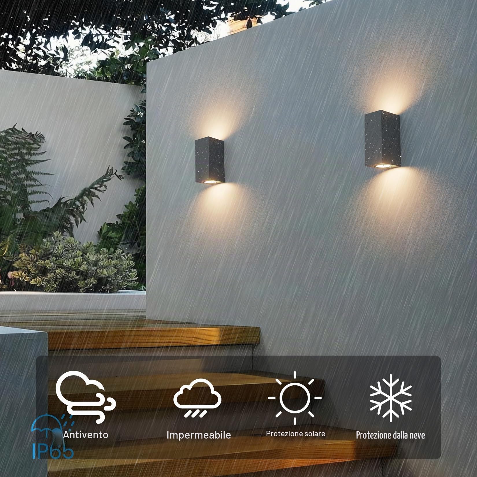 Aipsun 2 PCS Applique da Parete Esterno Interno Impermeabile IP65 Antracite | Attacco GU10 Lampade da Parete Moderno in Alluminio, Up&Down Lampada a Muro, Lampadina non Inclusa