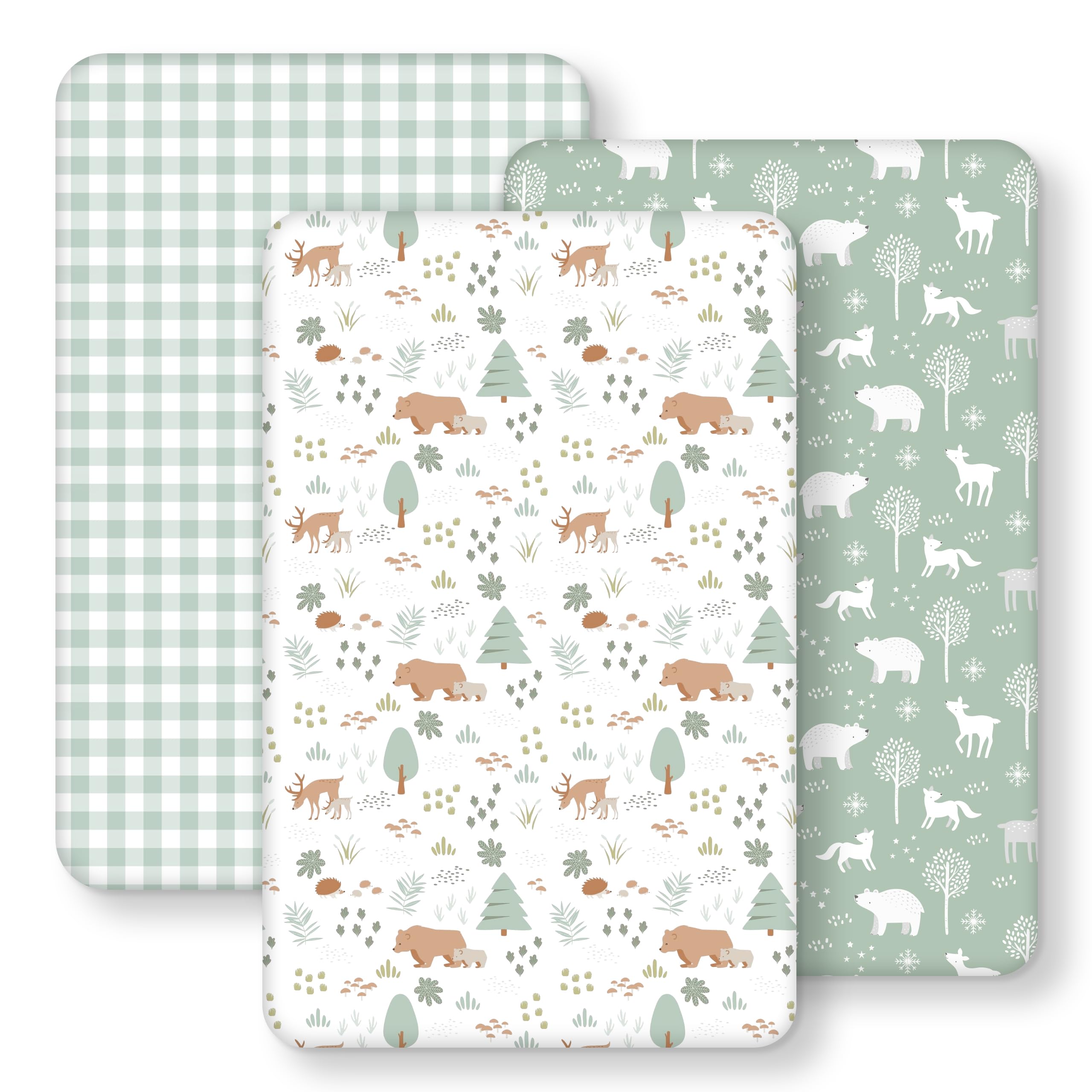 FIEMOL Next to Me Crib Sheets 85x51cm Fitted, 3 Pack Baby Cot Sheets