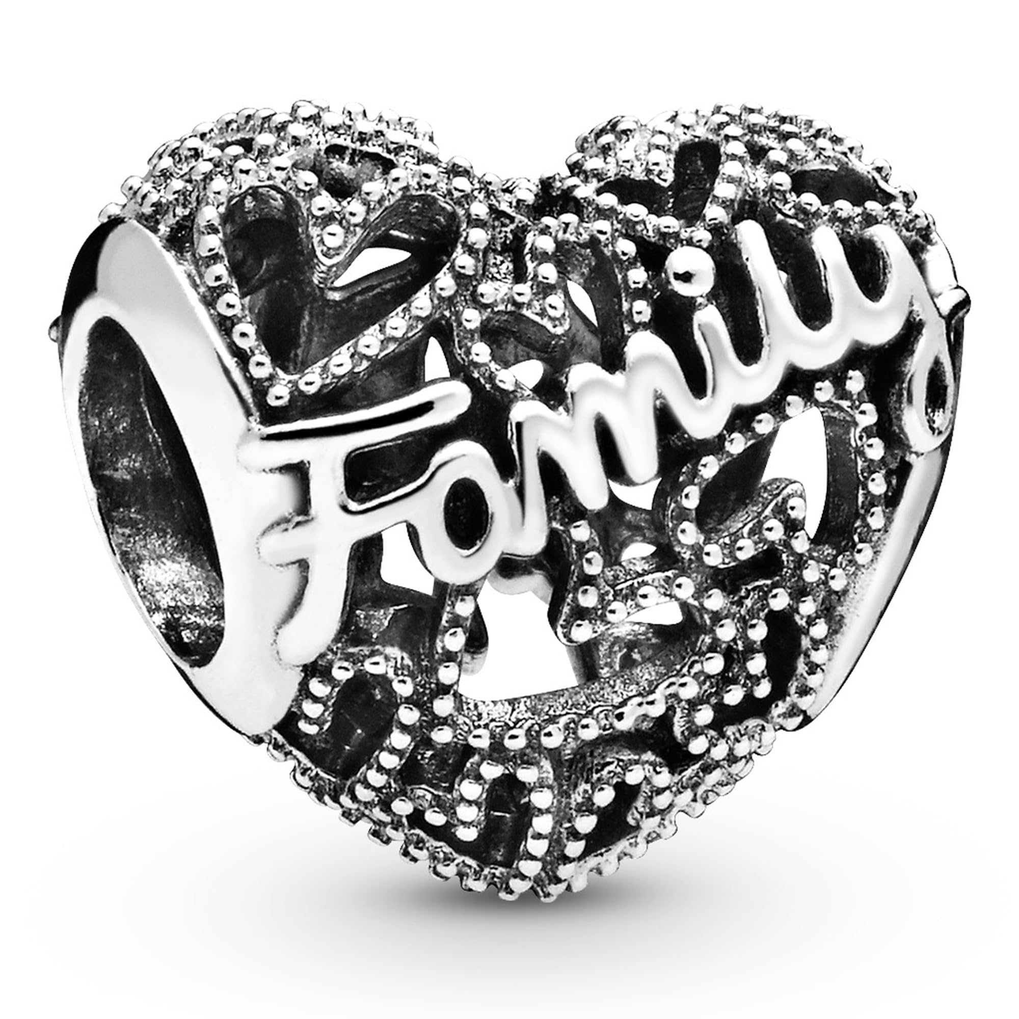 PANDORA Family Heart Charm - Compatible Moments - Jewelry for Women - Gift for Her - Made with Sterling Silver - With Gift Box