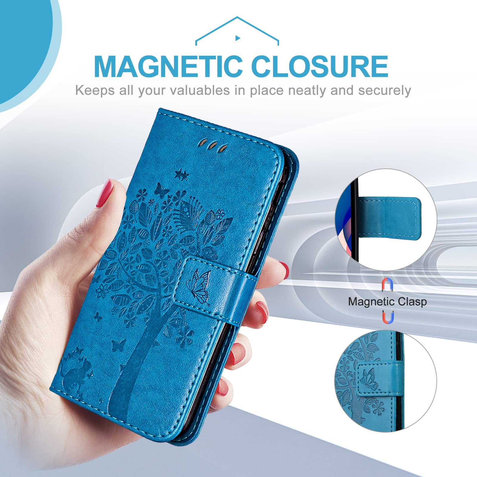 Funda para Xiaomi Redmi Note 11 4G / Note 11S, Funda Tapa Libro Movil de Cuero PU, Ranura para Tarjeta Plegable Billetera Carcasa para Redmi Note 11 4G / Note 11S (Azul) — view 7