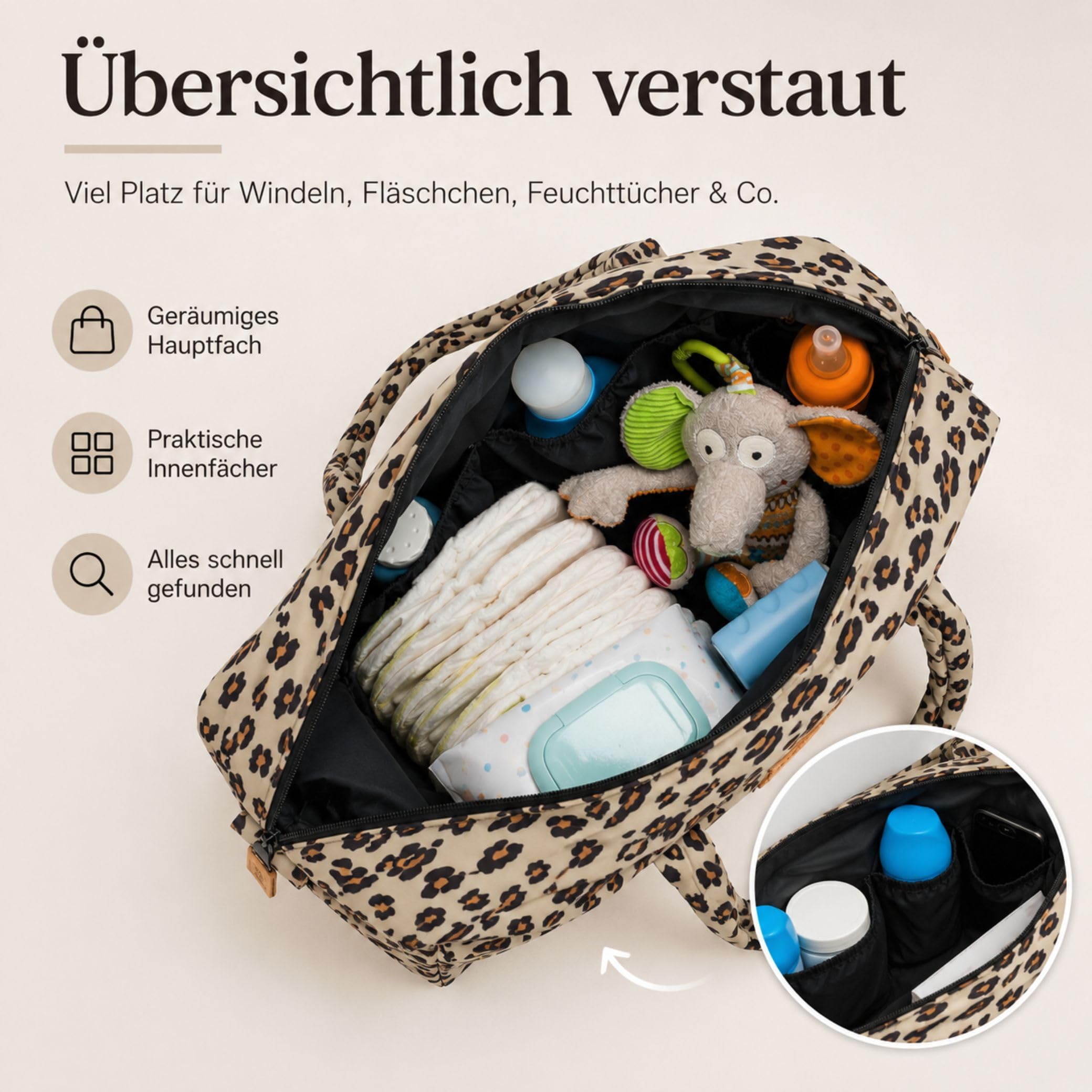 Fillikid Wickeltasche Toulouse Exklusiv | Inkl. Wickelauflage | Große Windeltasche mit Schultergurt & Tragegriffen, Viele Fächer | Stylische Mama Tasche für Unterwegs | Inkl. Wickelauflage, Schultergurt & Tragegriffe, Viele Fächer, Große Windeltasche