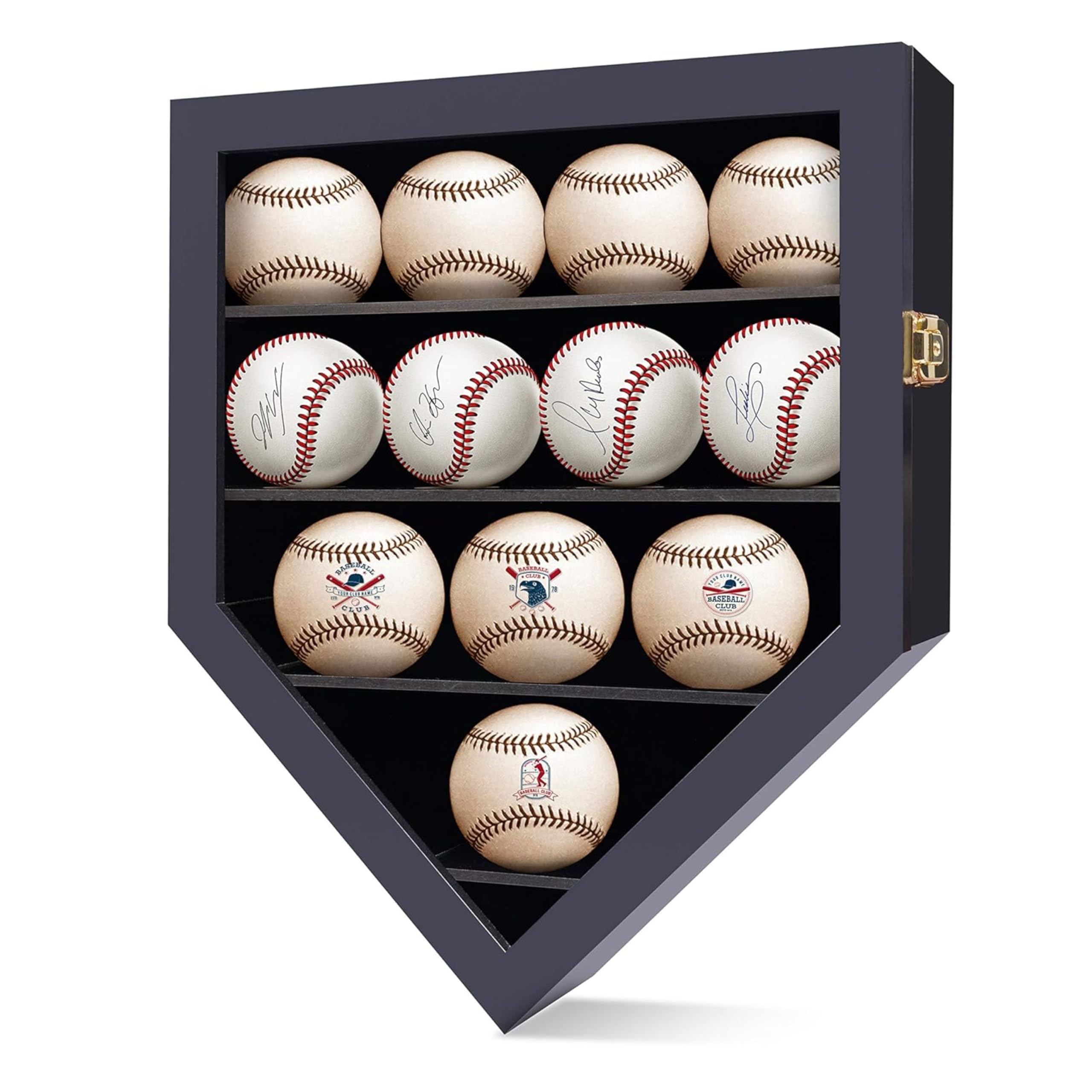flybold Baseball Display Case Baseball Holders for Balls Display Baseballs 12 Pack Wall Display Box 92% Clear Antifade UV Protection with Gold Locks for ?Homerun Autograph Ball Extra Large Black