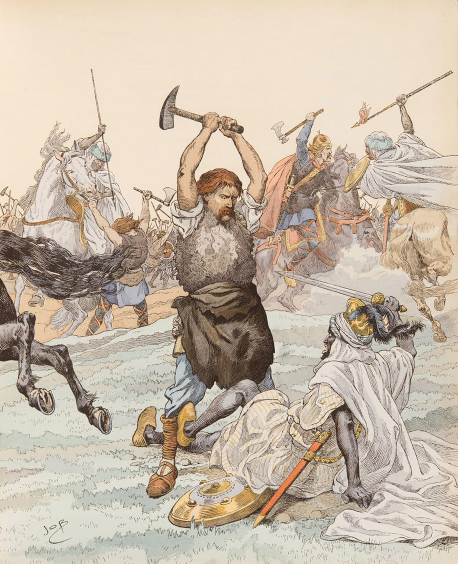 HRJUBWREE Famous Paintings Pictures Artwork Picture the Blacksmith of Poitiers During the Battle of Poitiers in Photo Wall Print for Home Decor 60x90cm