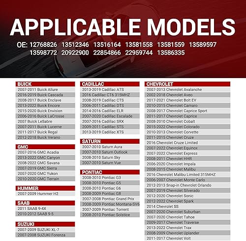 Miniatura 2 de TPMS Sensor GM, paquete de 4 sensores de presión de neumáticos de repuesto para GM Chevy GMC Cadillac Buick, 315MHz OE reemplazos # 13586335,