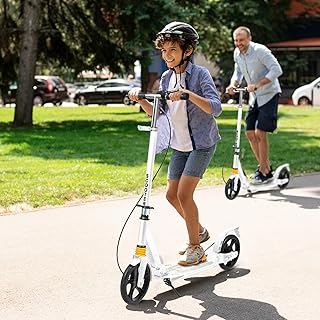 Monvelo Kick Scooter for Ages 7+ Kids,Max 100kg,Foldable Adult Scooter with 2 Big Wheels,Safe Skating,4 Adjustable Levels,...