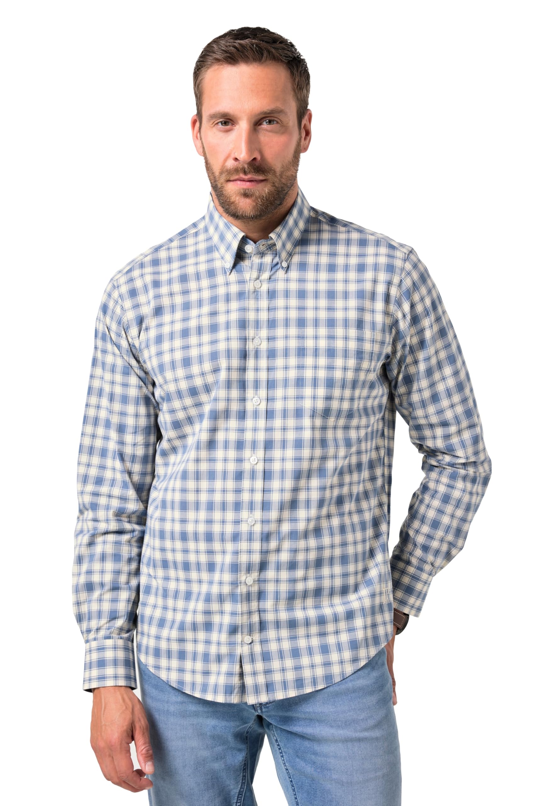 JP 1880 Herren große Größen Übergrößen Menswear L-8XL Karohemd, Langarm, Buttondown-Kragen, Modern Fit 844686