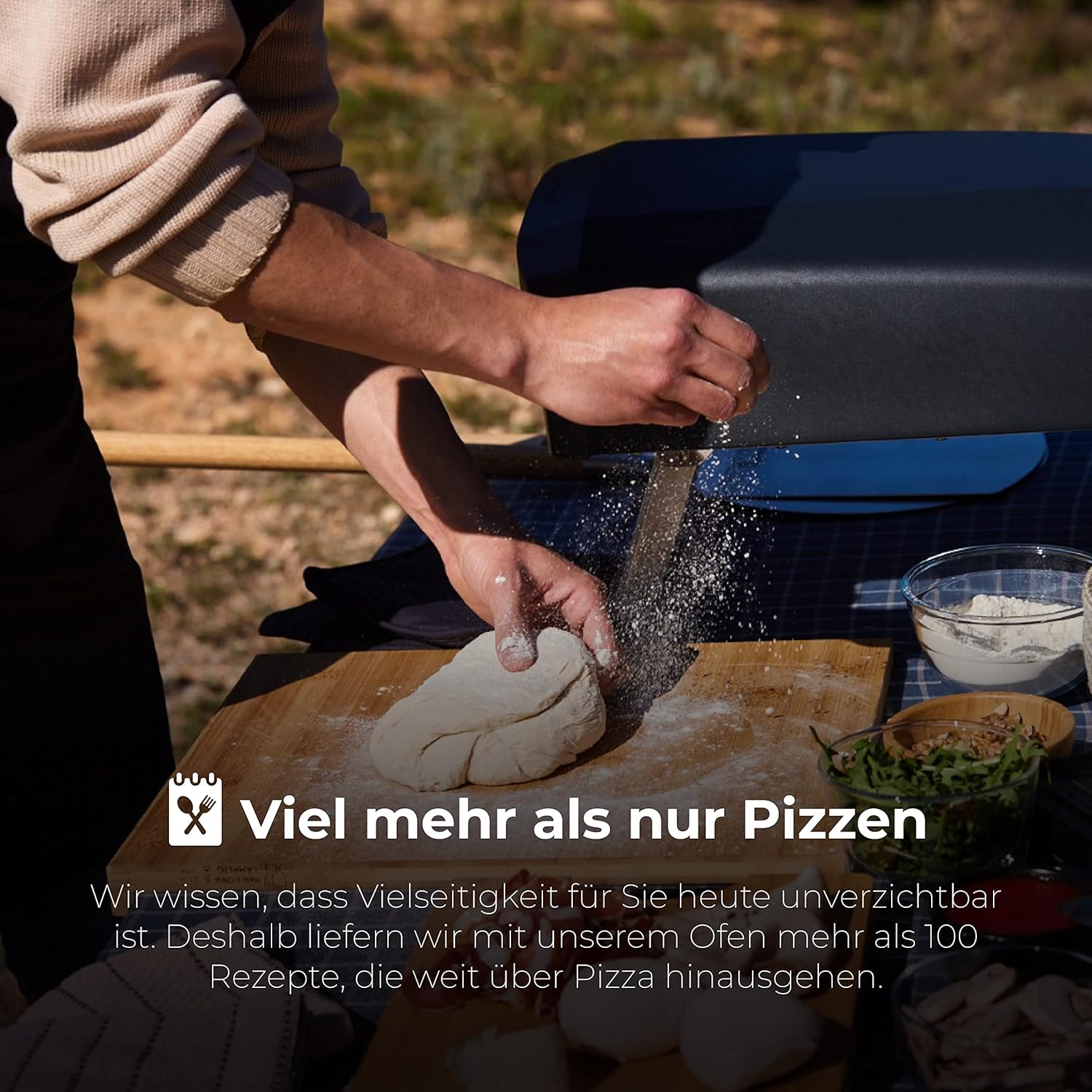 MasterPro Napoli | Forno per Pizza | Forno a Gas Portatile con Rapida Cottura fino a 500ºC | Pizze Pronte in 60 Secondi | Con Borsa per il Trasporto, Pala e Vassoio in Pietra, Nero, BGKIT-0035 [Classe di efficienza energetica A]