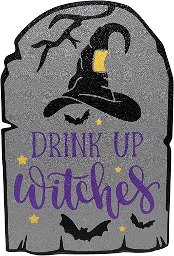Letrero de pared de Halloween con texto en inglés Drink Up Witches Decoraciones de fiesta de Halloween para fiestas de casa, bares, casas