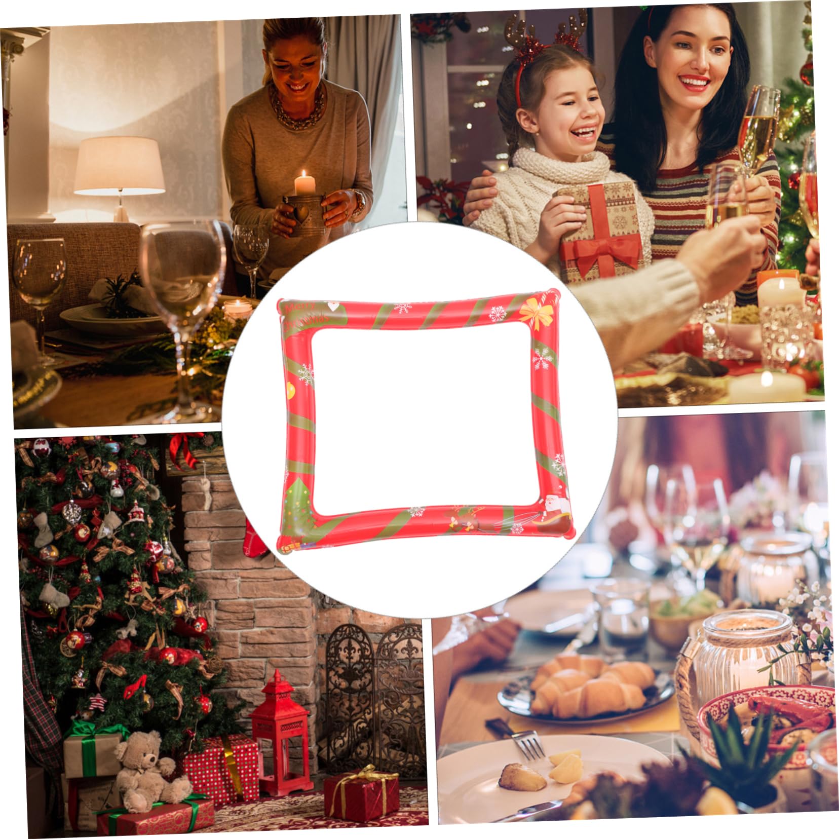 2stücke Aufblasbarer Weihnachtsfotorahmen Foto-Halter Für Party-Requisiten Weihnachtsfoto-Ornament Luftdicht Und Sicher