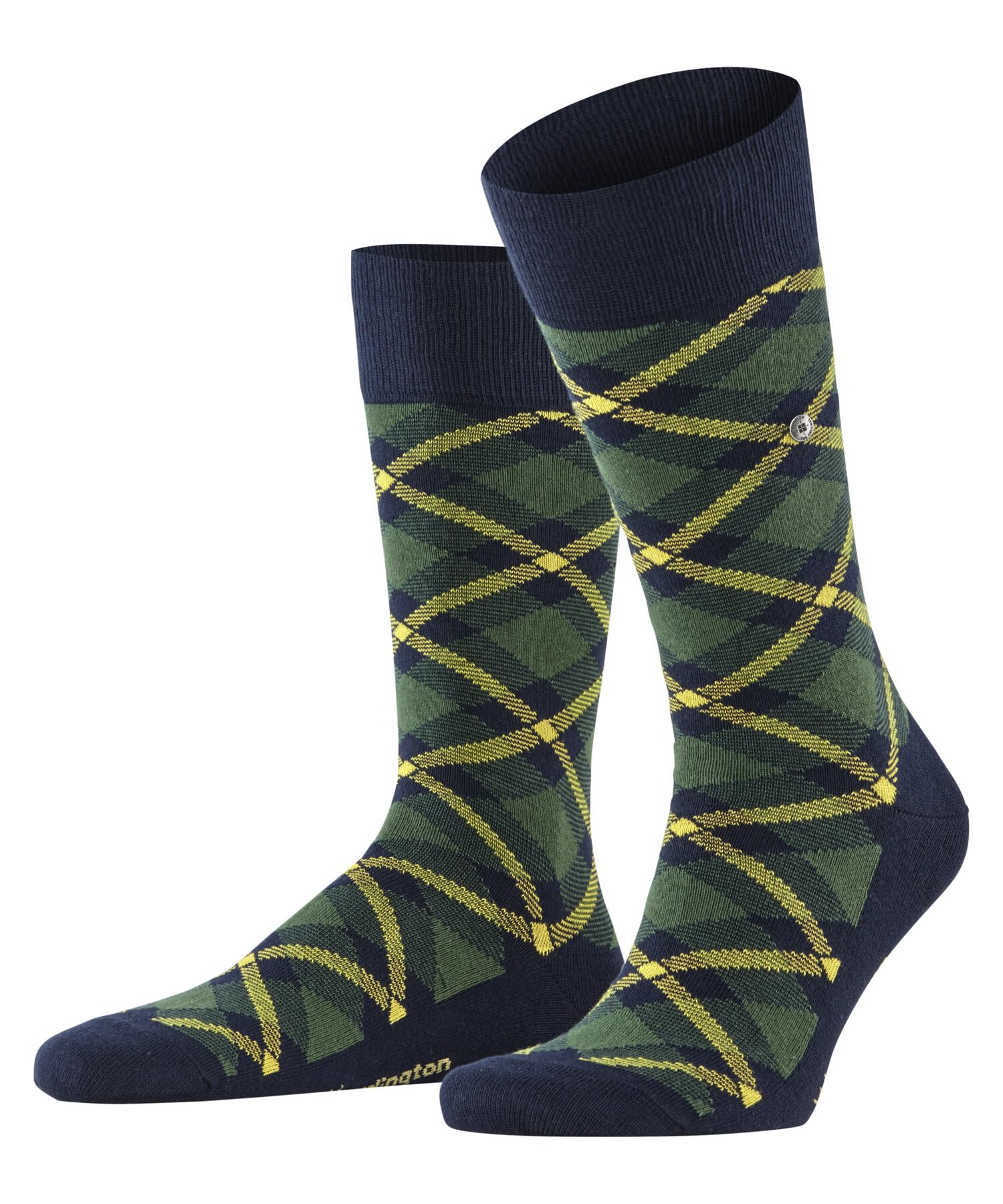 Burlington Men's Blue Marine 6120 Tartan M So Cotton Patterned 1 Pair Socks, 6.5-11