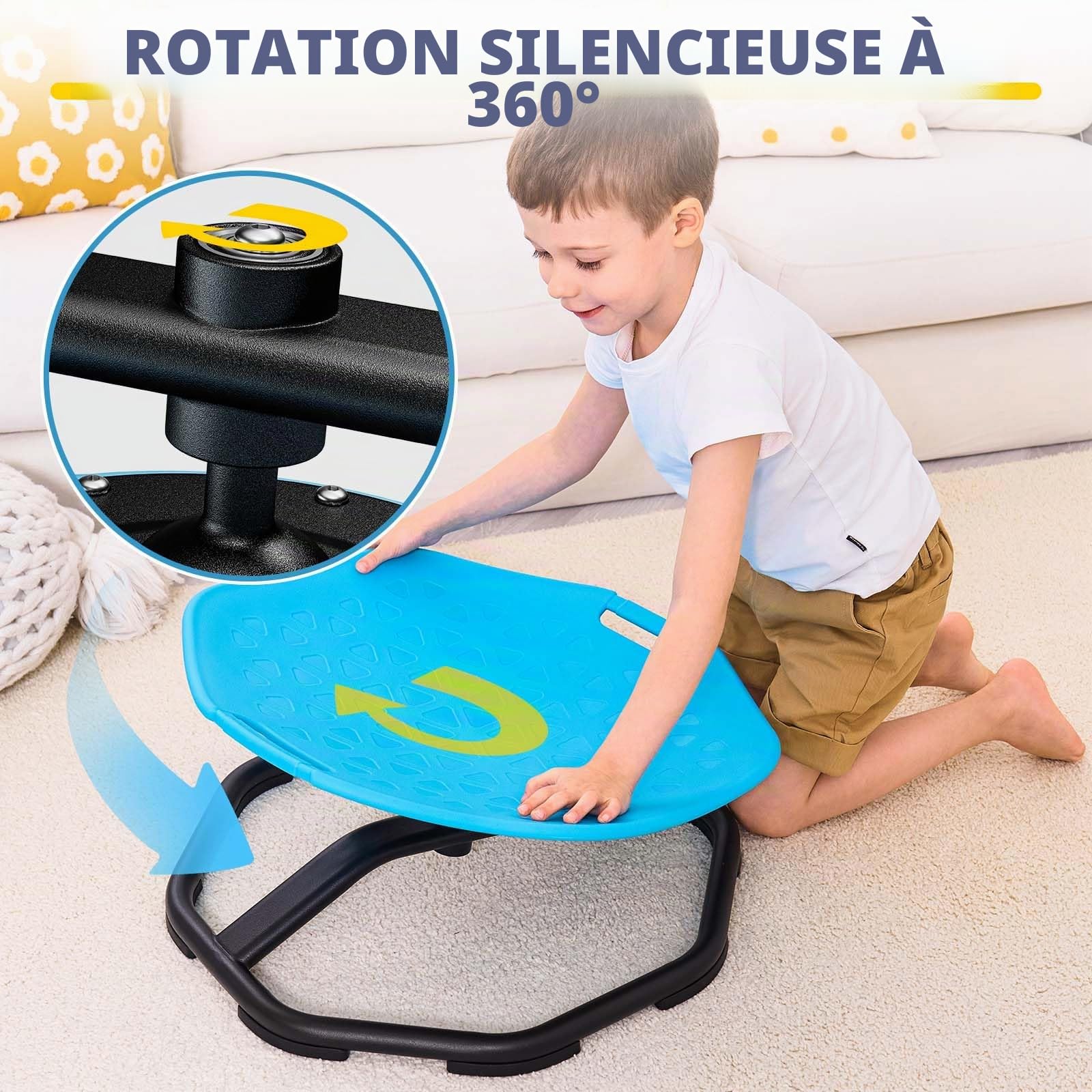 KidBloom Chaise Sensorielle Rotative pour Enfants Autistes, Jouet Sensoriel 360° pour DéVelopper L’éQuilibre