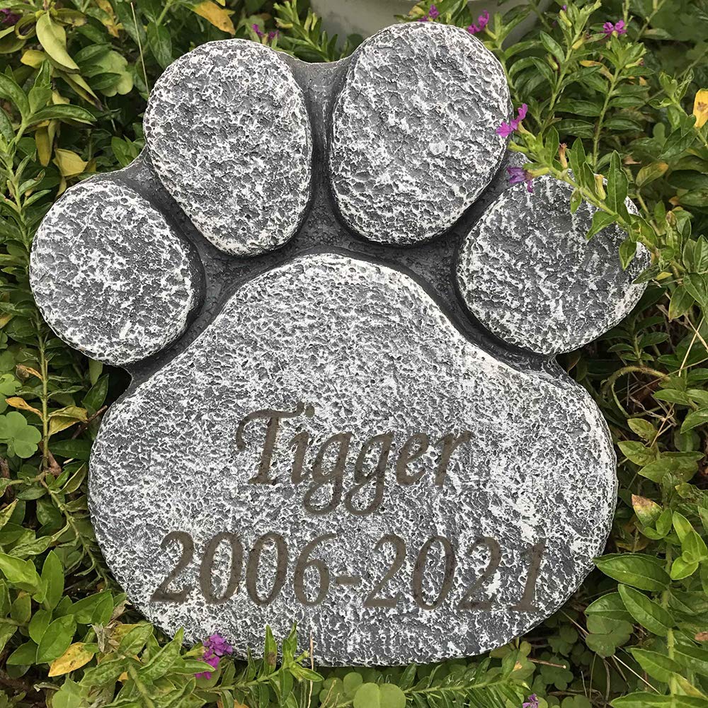 Pietre commemorative personalizzate per cani da compagnia - impronte di zampe di cane per animali domestici - regalo di simpatia per la perdita di nome e data incisi su animali domestici
