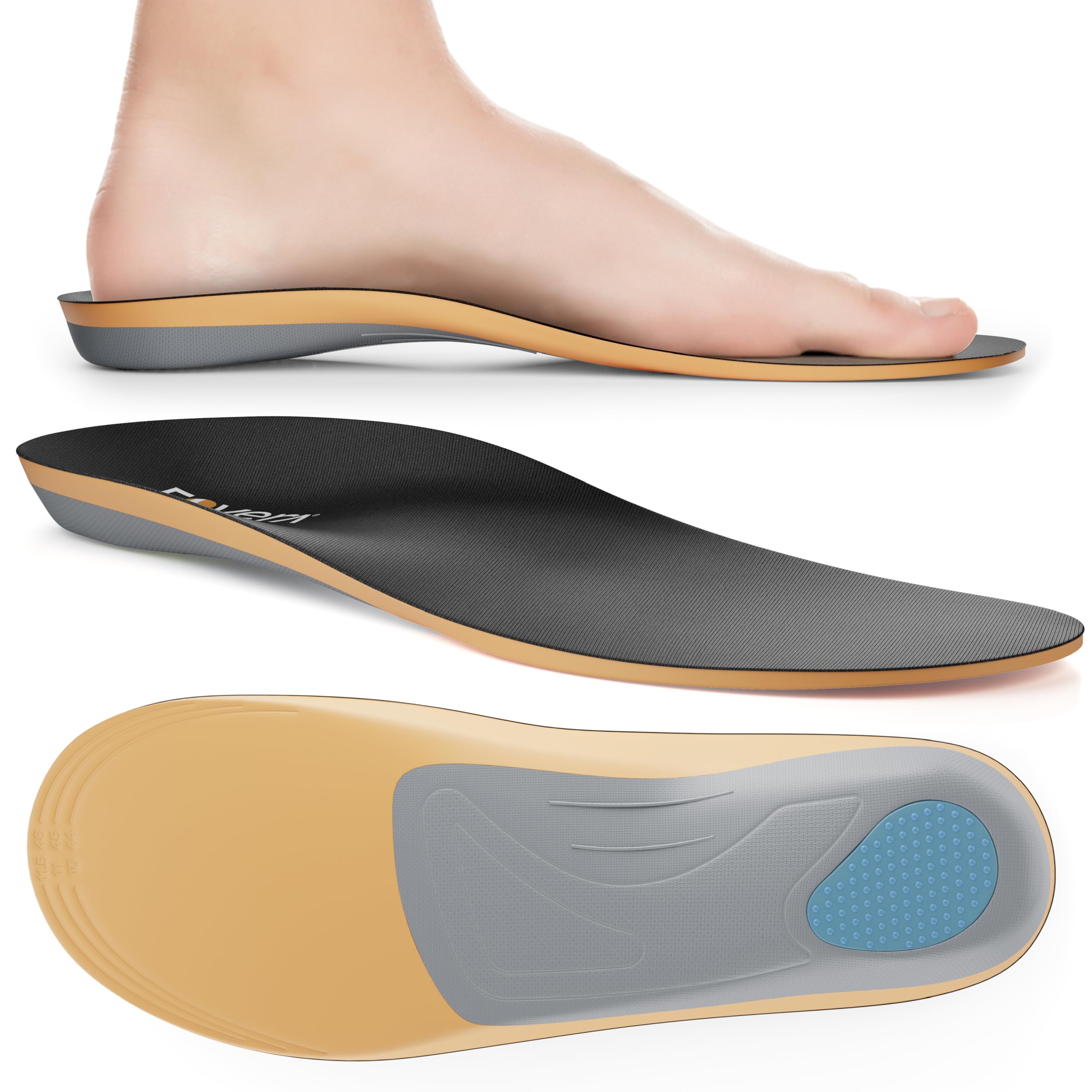 FOVERA Orthotic Low & Medium Arch Support Insole - Shoe Inserts for Flat Feet (Pes planus), Fallen Arches, Plantar Fasciitis, Heel Spurs & Pain - PU Material with Gel Support (XS, Womens 5-6.5 UK) (B0CX4YFZ9L) Amazon Price History, Amazon Price Tracker